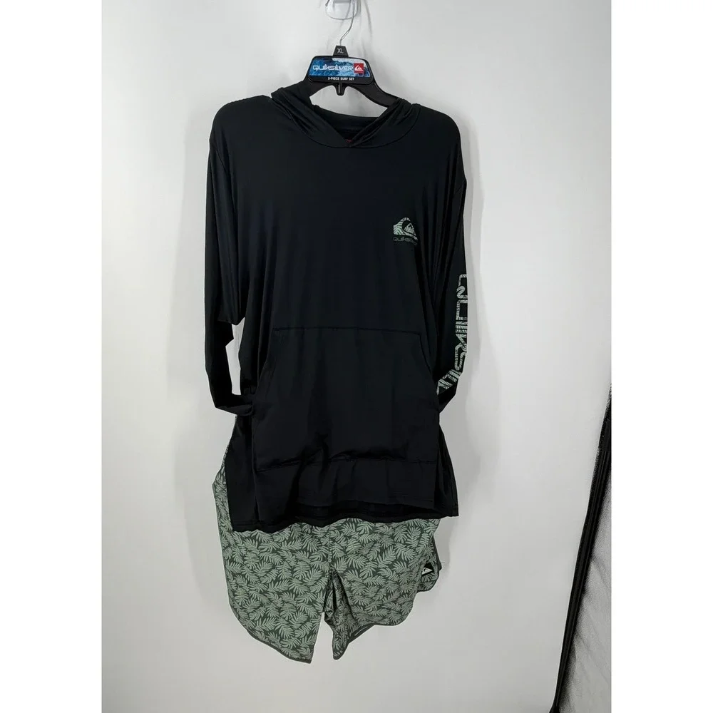 Quiksilver 2-Piece Surf Set Hooded Rash Guard & Swim Trunks Men Size XL NEW